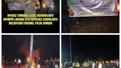 POLRES SAWAHLUNTO GELAR OPERASI PENERTIBAN TAMBANG ILEGAL DI SEPANJANG SUNGAI OMBILIN