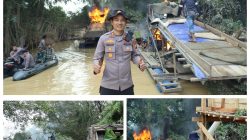 Diduga Bocoran Razia PETI Beredar, Kapolres Kuansing Turun Langsung, Tim Gabungan Tertibkan 145 Rakit di Cerenti dan Inuman
