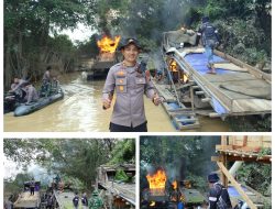 Diduga Bocoran Razia PETI Beredar, Kapolres Kuansing Turun Langsung, Tim Gabungan Tertibkan 145 Rakit di Cerenti dan Inuman