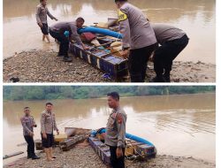 Tindak Lanjut Laporan Warga, Polsek Hulu Kuantan Amankan Dua Rakit PETI di Sungai Batang Kuantan