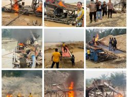 Polres Kuansing Tertibkan 30 Rakit PETI di Enam Lokasi