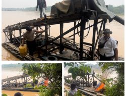 Polsek Cerenti Tindak PETI di Sungai Batang Kuantan, Satu Rakit Dibakar
