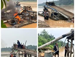 Polsek Cerenti Tertibkan 8 Rakit PETI di Sungai Batang Kuantan, Kecamatan Inuman