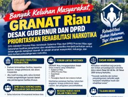 Banyak Keluhan Masyarakat, GRANAT Riau Desak Gubernur dan DPRD Prioritaskan Rehabilitasi Narkotika