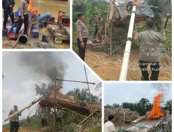 Polres Kuansing Tertibkan PETI di Tiga Lokasi, Enam Rakit dan Dompeng Dimusnahkan